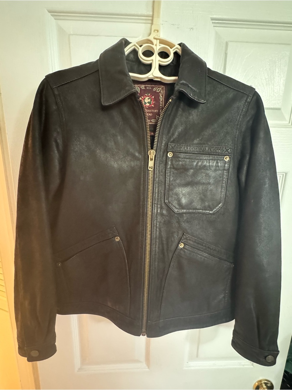 The Territory Ahead Vintage Black Leather Barn Jacket S